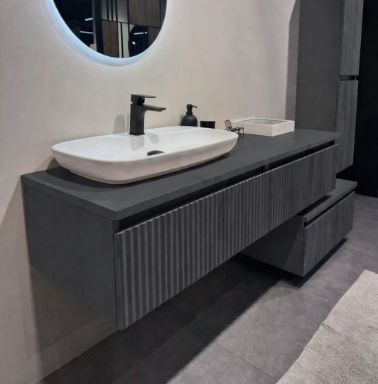 Orka Lentia 160 cm Mat Antrasit Banyo Dolabı Alt Modül Ve Lavabo, 5008211 - 11