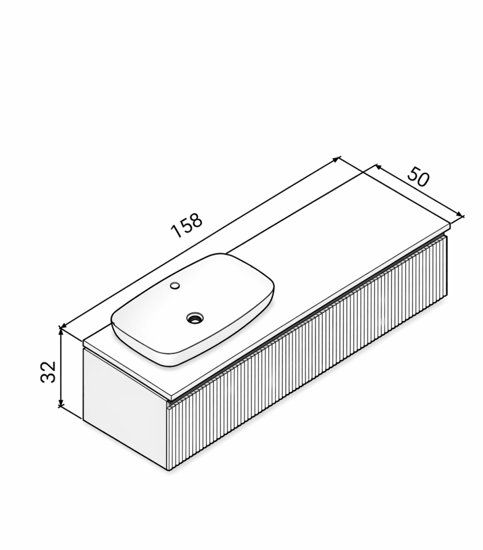 Orka Lentia 160 cm Mat Antrasit Banyo Dolabı Alt Modül Ve Lavabo, 5008211 - 12
