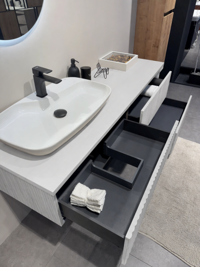 Orka Lentia 160 cm Mat Beyaz Banyo Dolabı Alt Modül Ve Lavabo, 5008212 - 9