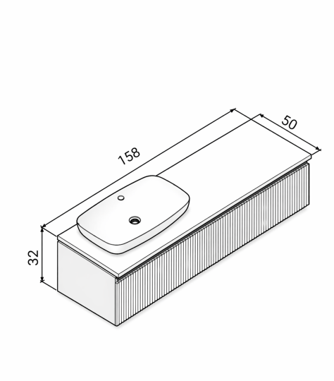 Orka Lentia 160 cm Mat Beyaz Banyo Dolabı Alt Modül Ve Lavabo, 5008212 - 12