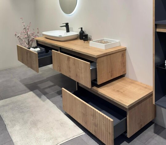 Orka Lentia 160 cm Meşe Banyo Dolabı Alt Modül Ve Lavabo, 5008215 - 5