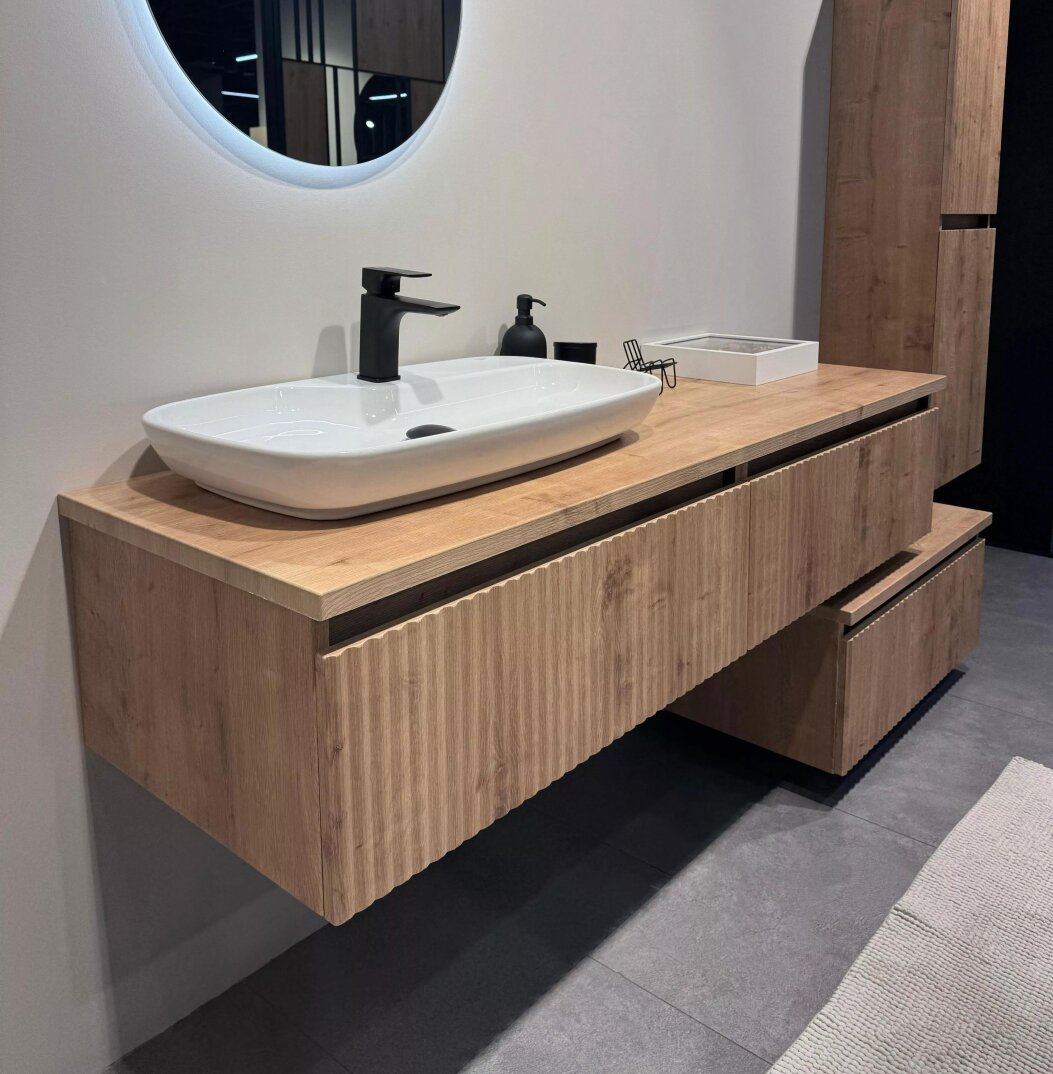 Orka Lentia 160 cm Meşe Banyo Dolabı Alt Modül Ve Lavabo, 5008215 - 9