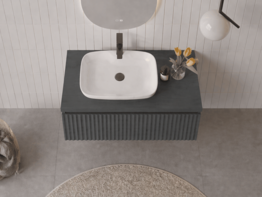 Orka Lentia 80 cm Mat Antrasit Banyo Dolabı Alt Modül Ve Lavabo, 5007082 - 3