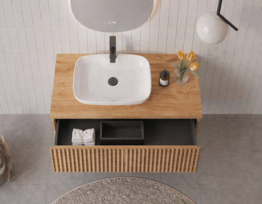 Orka Lentia 80 cm Meşe Banyo Dolabı Alt Modül Ve Lavabo, 5007084 - 5