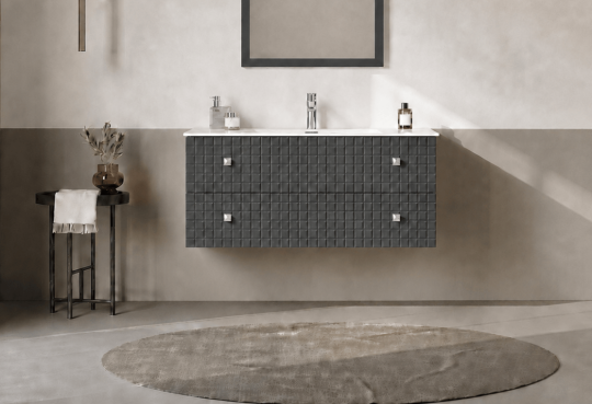 Orka Lipari 100 cm Mat Antrasit Banyo Dolabı Alt Modül Ve Lavabo (Asma-Krom Kulp), 5007319 - 2