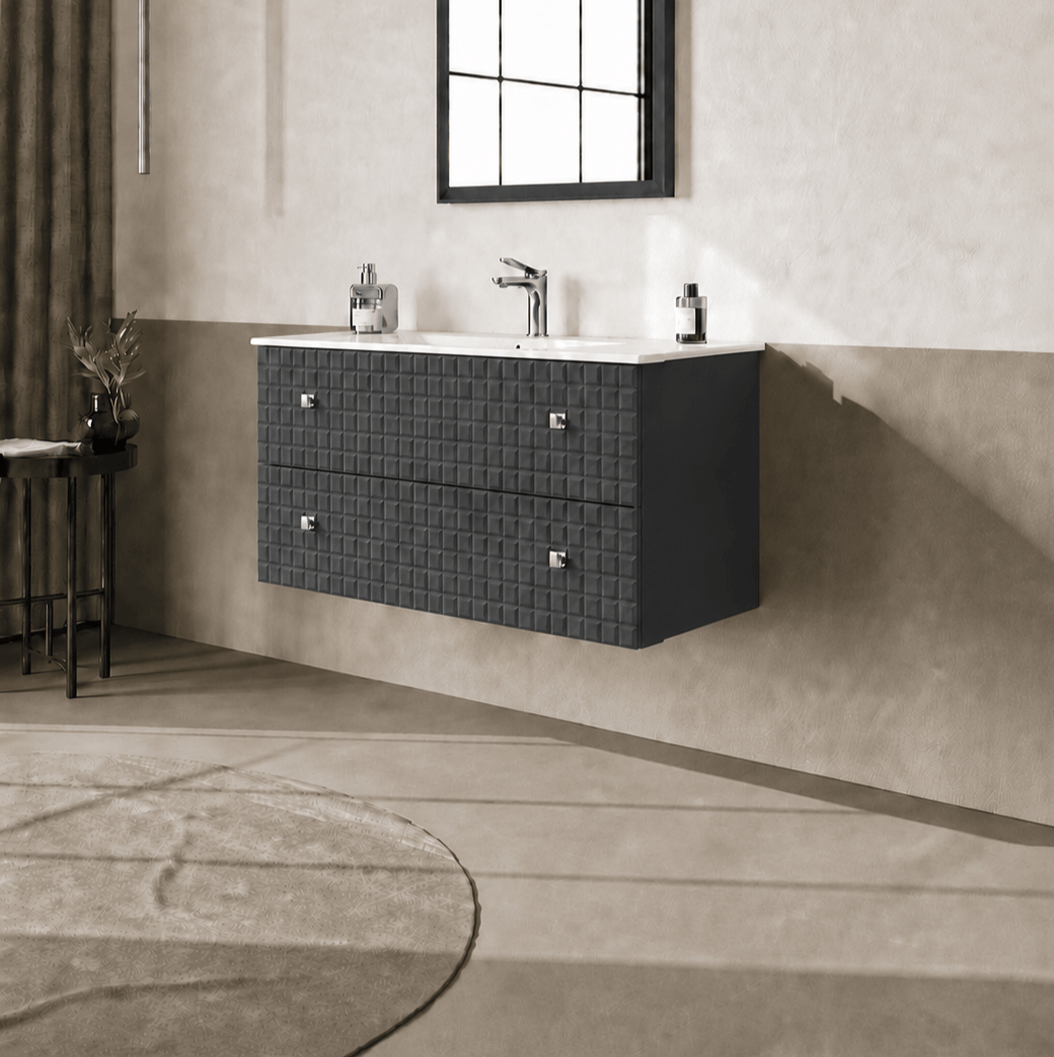Orka Lipari 100 cm Mat Antrasit Banyo Dolabı Alt Modül Ve Lavabo (Asma-Krom Kulp), 5007319 - 3