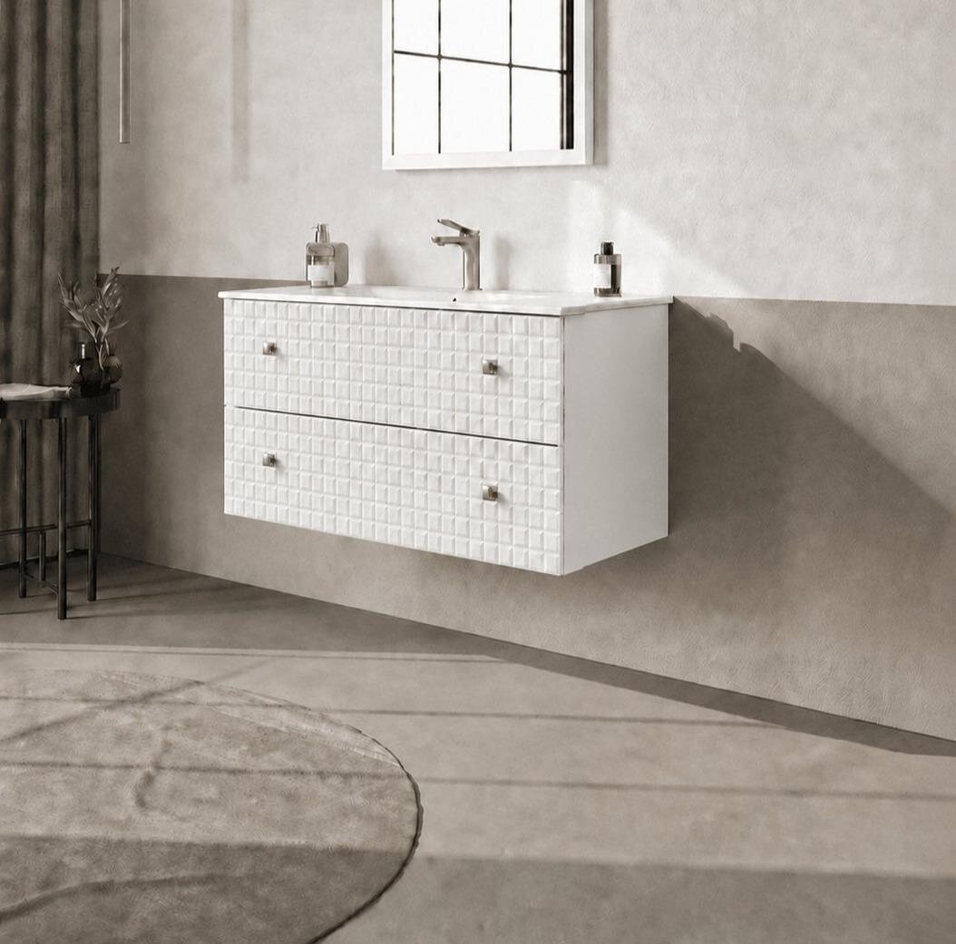 Orka Lipari 100 cm Mat Beyaz Banyo Dolabı Alt Modül Ve Lavabo (Asma-Altın Kulp), 5007290 - 3