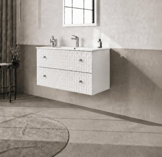 Orka Lipari 100 cm Mat Beyaz Banyo Dolabı Alt Modül Ve Lavabo (Asma-Krom Kulp), 5007317 - 3