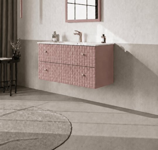 Orka Lipari 100 cm Mat Pudra Banyo Dolabı Alt Modül Ve Lavabo (Asma-Altın Kulp), 5008582 - 3
