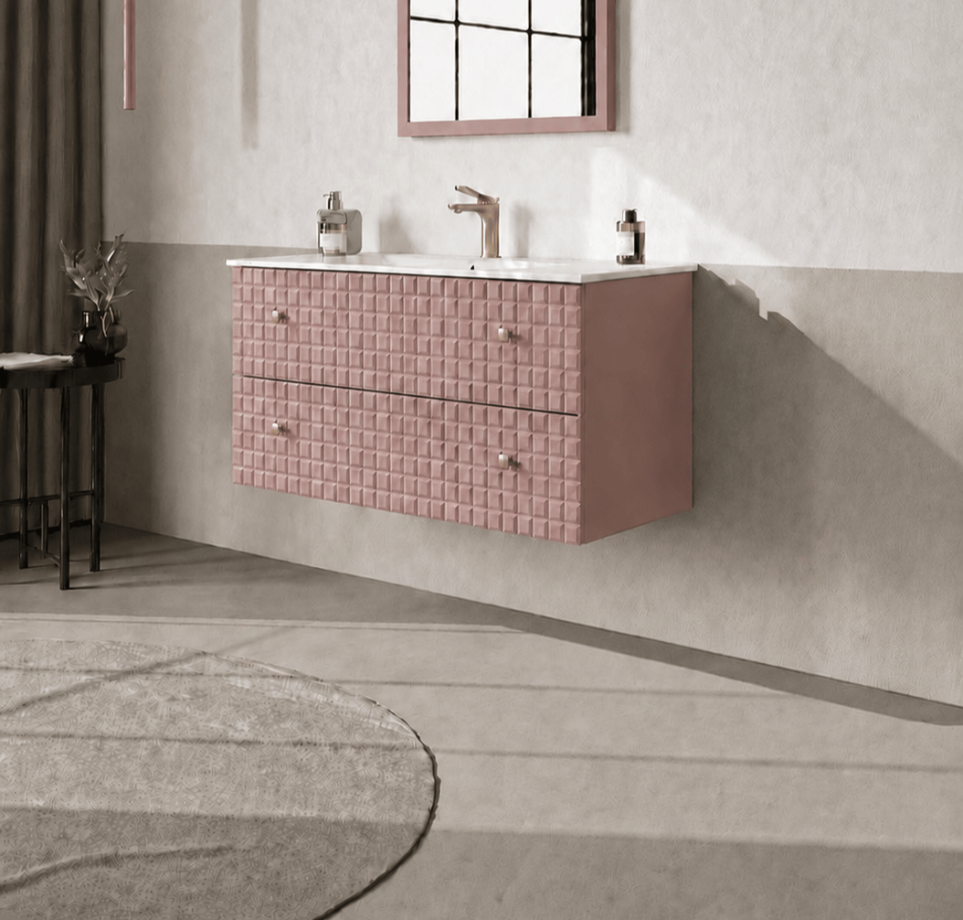 Orka Lipari 100 cm Mat Pudra Banyo Dolabı Alt Modül Ve Lavabo (Asma-Altın Kulp), 5008582 - 3