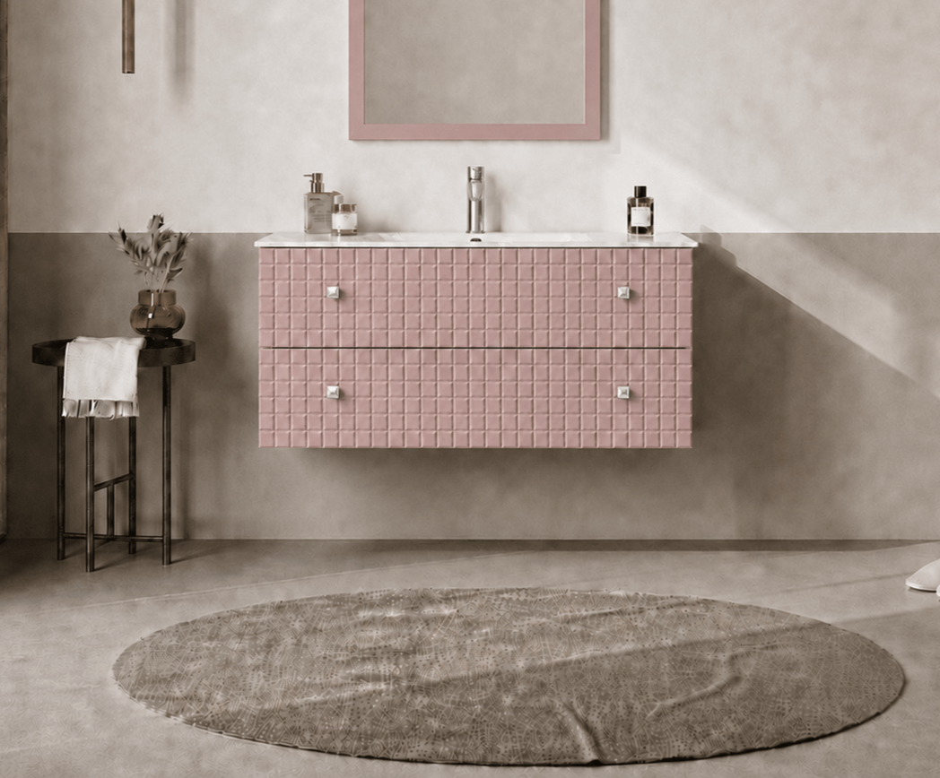 Orka Lipari 100 cm Mat Pudra Banyo Dolabı Alt Modül Ve Lavabo (Asma-Krom Kulp), 5008581 - 2