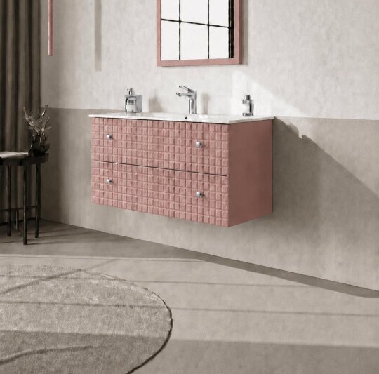 Orka Lipari 100 cm Mat Pudra Banyo Dolabı Alt Modül Ve Lavabo (Asma-Krom Kulp), 5008581 - 3