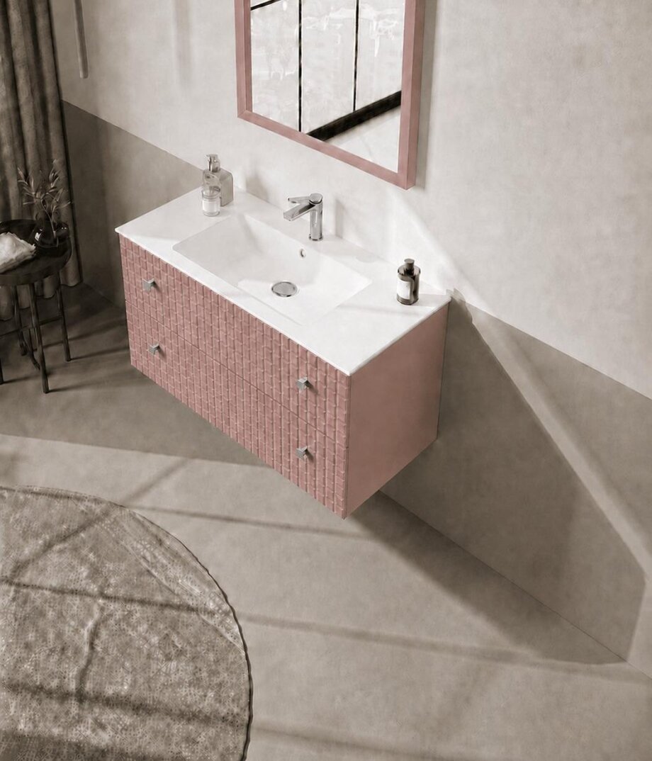 Orka Lipari 100 cm Mat Pudra Banyo Dolabı Alt Modül Ve Lavabo (Asma-Krom Kulp), 5008581 - 4