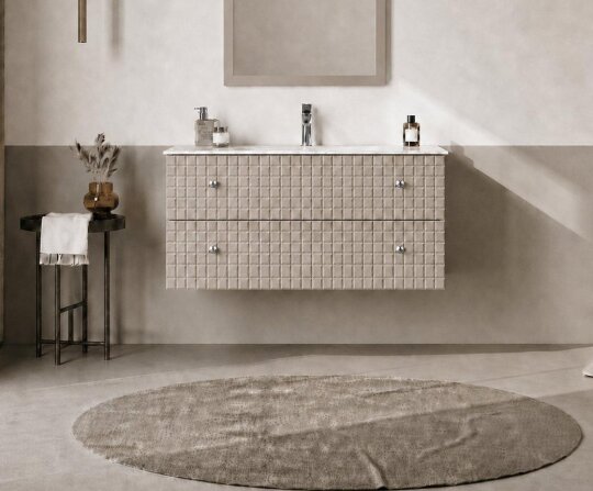 Orka Lipari 100 cm Mat Vizon Banyo Dolabı Alt Modül Ve Lavabo (Asma-Krom Kulp), 5007318 