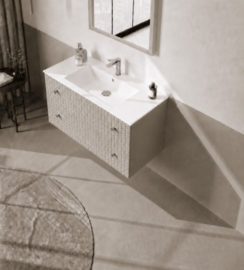 Orka Lipari 100 cm Mat Vizon Banyo Dolabı Alt Modül Ve Lavabo (Asma-Krom Kulp), 5007318 - 3