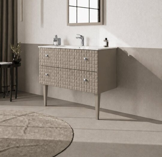 Orka Lipari 100 cm Mat Vizon Banyo Dolabı Alt Modül Ve Lavabo (Ayaklı-Krom Kulp), 5007334 - 2
