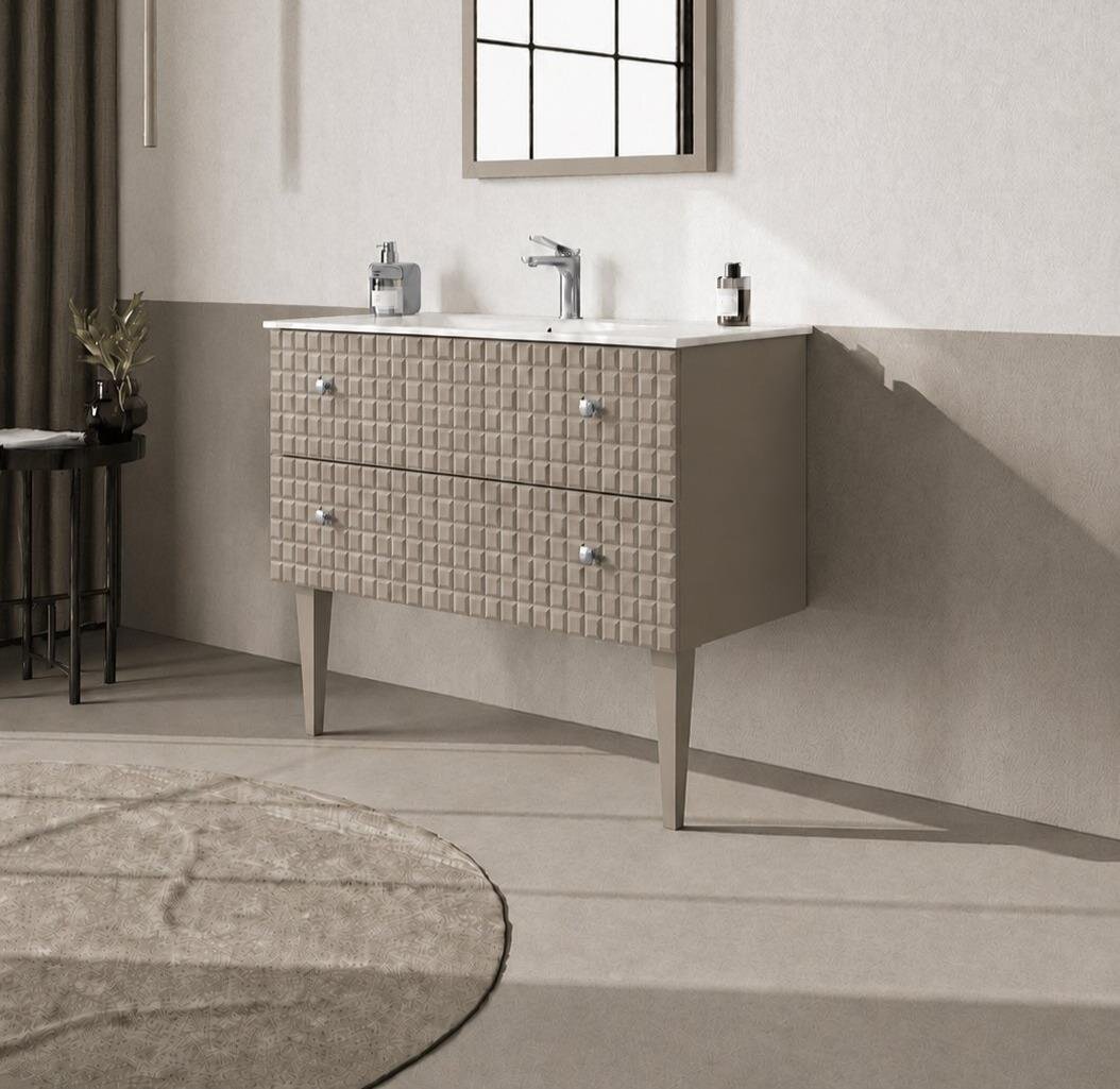 Orka Lipari 100 cm Mat Vizon Banyo Dolabı Alt Modül Ve Lavabo (Ayaklı-Krom Kulp), 5007334 - 2