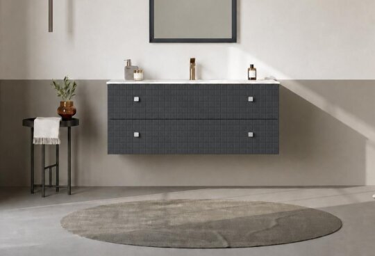 Orka Lipari 120 cm Mat Antrasit Banyo Dolabı Alt Modül Ve Lavabo (Asma-Krom Kulp), 5007325 - 2