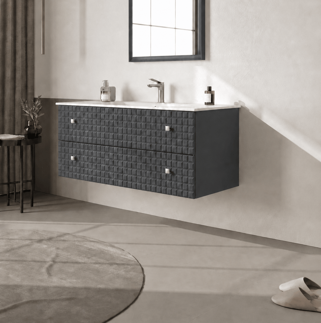 Orka Lipari 120 cm Mat Antrasit Banyo Dolabı Alt Modül Ve Lavabo (Asma-Krom Kulp), 5007325 - 3