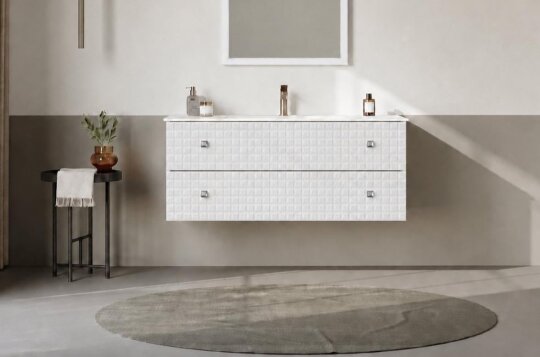 Orka Lipari 120 cm Mat Beyaz Banyo Dolabı Alt Modül Ve Lavabo (Asma-Krom Kulp), 5007323 - 2