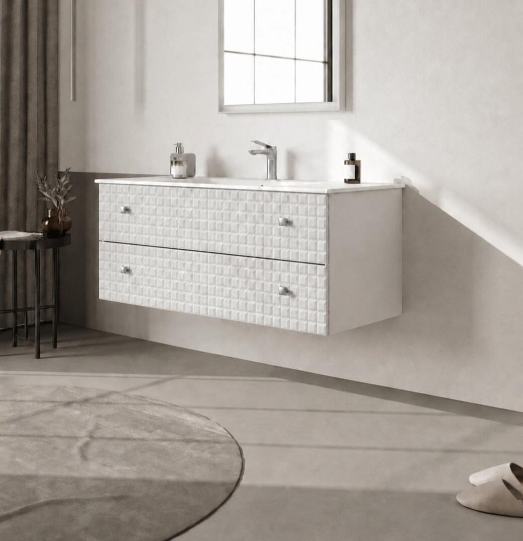 Orka Lipari 120 cm Mat Beyaz Banyo Dolabı Alt Modül Ve Lavabo (Asma-Krom Kulp), 5007323 - 3