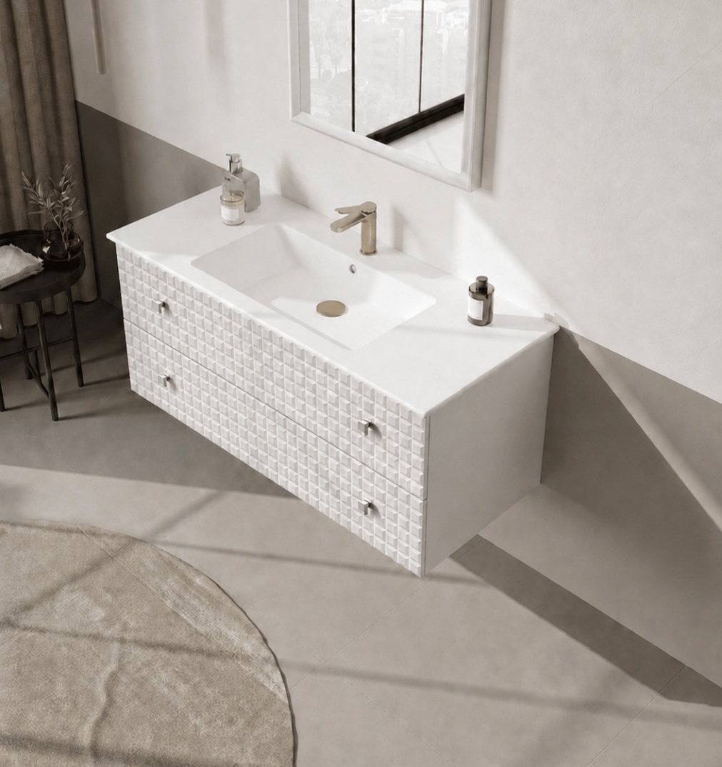 Orka Lipari 120 cm Mat Beyaz Banyo Dolabı Alt Modül Ve Lavabo (Asma-Krom Kulp), 5007323 - 4