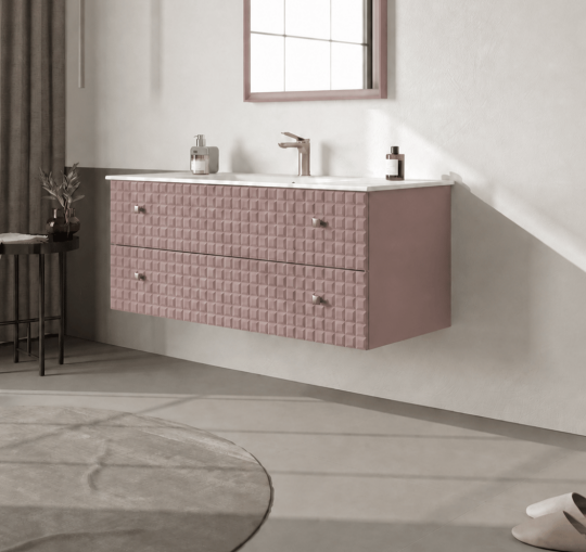 Orka Lipari 120 cm Mat Pudra Banyo Dolabı Alt Modül Ve Lavabo (Asma-Altın Kulp), 5008589 - 3