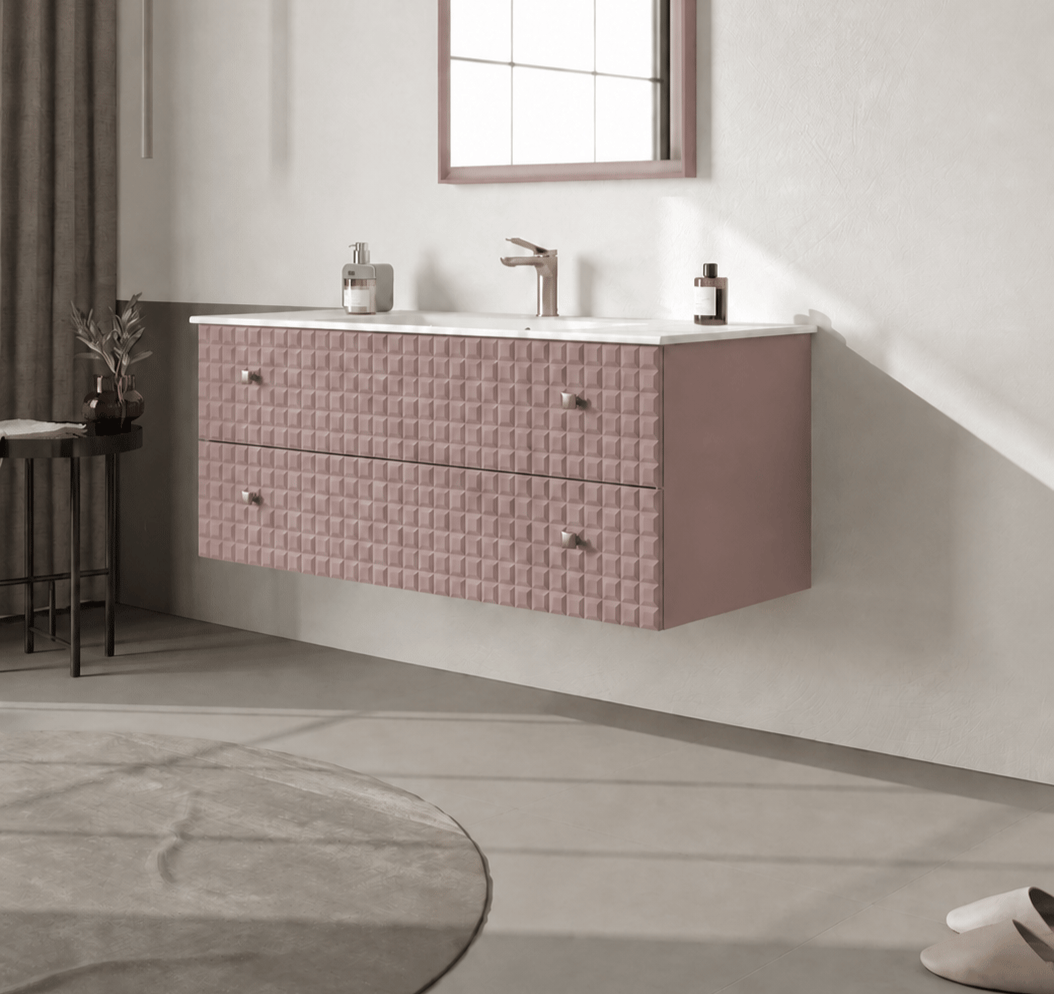 Orka Lipari 120 cm Mat Pudra Banyo Dolabı Alt Modül Ve Lavabo (Asma-Altın Kulp), 5008589 - 3