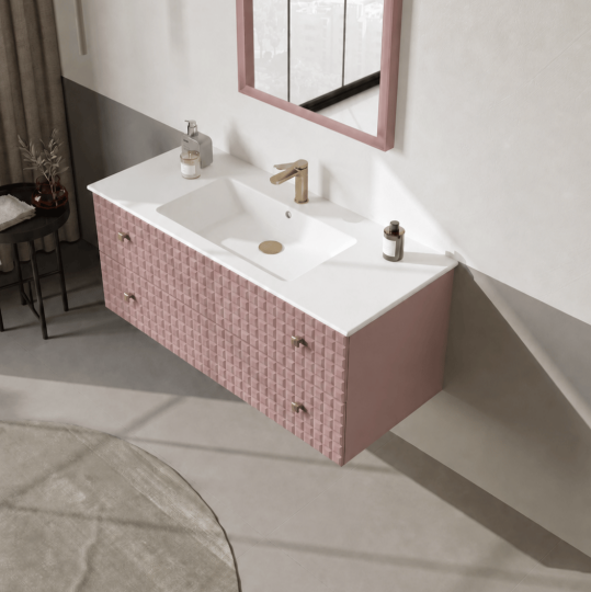 Orka Lipari 120 cm Mat Pudra Banyo Dolabı Alt Modül Ve Lavabo (Asma-Altın Kulp), 5008589 - 4