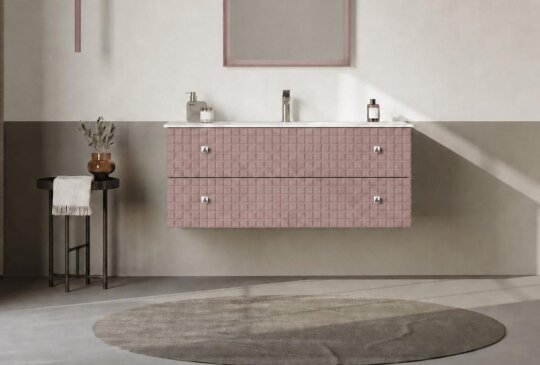 Orka Lipari 120 cm Mat Pudra Banyo Dolabı Alt Modül Ve Lavabo (Asma-Krom Kulp), 5008590 