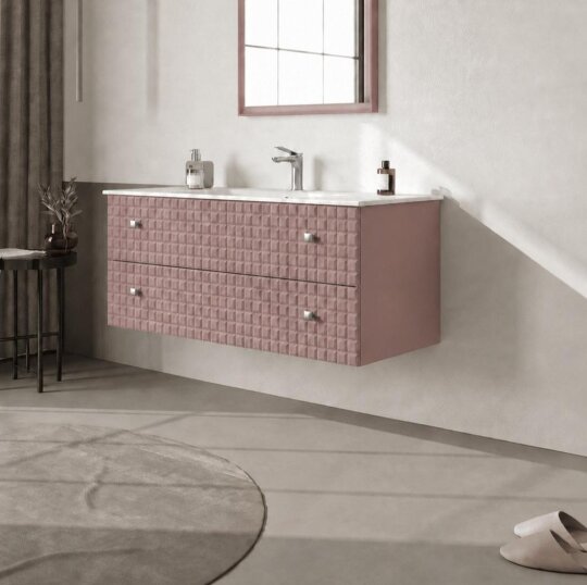 Orka Lipari 120 cm Mat Pudra Banyo Dolabı Alt Modül Ve Lavabo (Asma-Krom Kulp), 5008590 - 3