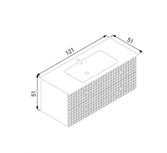 Orka Lipari 120 cm Mat Pudra Banyo Dolabı Alt Modül Ve Lavabo (Asma-Krom Kulp), 5008590 - 6