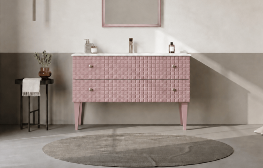 Orka Lipari 120 cm Mat Pudra Banyo Dolabı Alt Modül Ve Lavabo (Ayaklı-Altın Kulp), 5008587 - 2