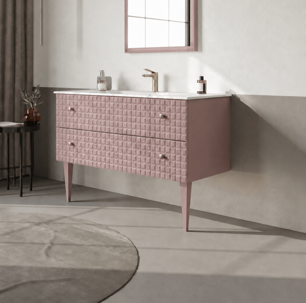Orka Lipari 120 cm Mat Pudra Banyo Dolabı Alt Modül Ve Lavabo (Ayaklı-Altın Kulp), 5008587 - 3