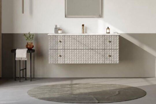 Orka Lipari 120 cm Mat Vizon Banyo Dolabı Alt Modül Ve Lavabo (Asma-Altın Kulp), 5007302 - 2