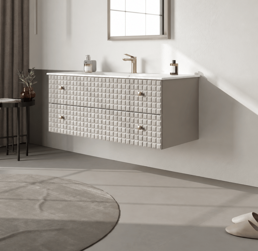Orka Lipari 120 cm Mat Vizon Banyo Dolabı Alt Modül Ve Lavabo (Asma-Altın Kulp), 5007302 - 3