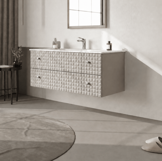 Orka Lipari 120 cm Mat Vizon Banyo Dolabı Alt Modül Ve Lavabo (Asma-Krom Kulp), 5007324 - 3