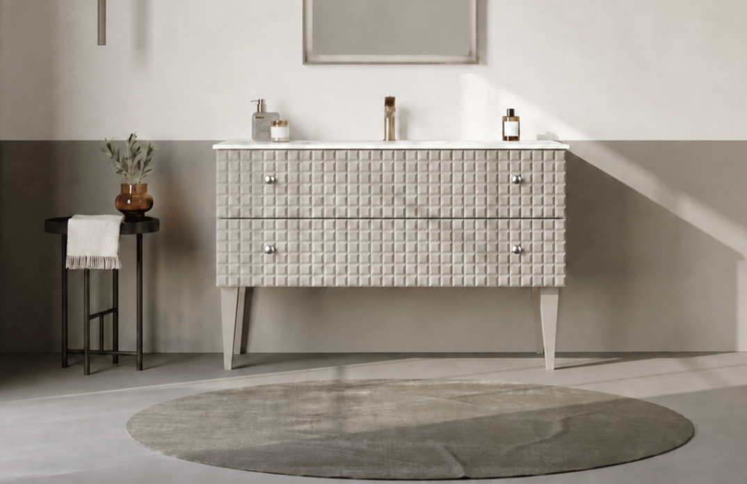 Orka Lipari 120 cm Mat Vizon Banyo Dolabı Alt Modül Ve Lavabo (Ayaklı-Krom Kulp), 5007340 - 2