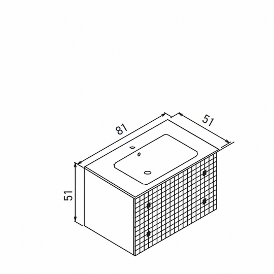 Orka Lipari 80 cm Mat Antrasit Banyo Dolabı Alt Modül Ve Lavabo (Asma-Altın Kulp), 5008977 - 6