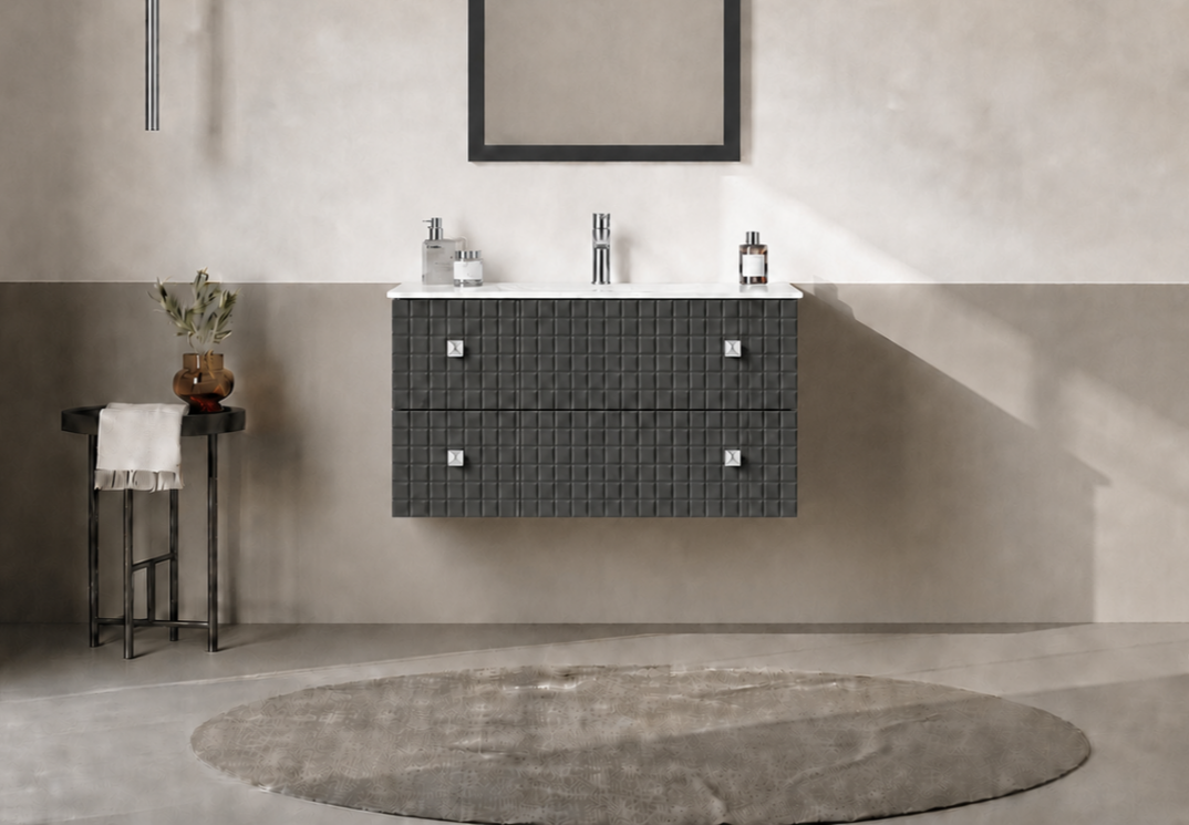 Orka Lipari 80 cm Mat Antrasit Banyo Dolabı Alt Modül Ve Lavabo (Asma-Krom Kulp), 5008983 - 1