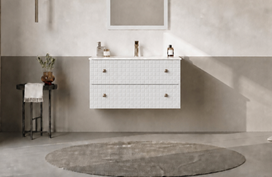 Orka Lipari 80 cm Mat Beyaz Banyo Dolabı Alt Modül Ve Lavabo (Asma-Altın Kulp), 5008975 
