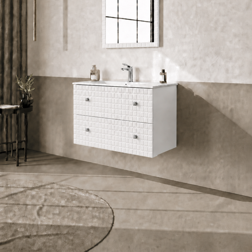 Orka Lipari 80 cm Mat Beyaz Banyo Dolabı Alt Modül Ve Lavabo (Asma-Krom Kulp), 5008981 - 3