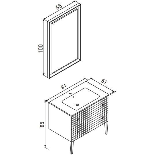 Orka Lipari 80 cm Mat Beyaz Banyo Dolabı Alt Modül Ve Lavabo (Ayaklı-Altın Kulp), 5008993 - 6