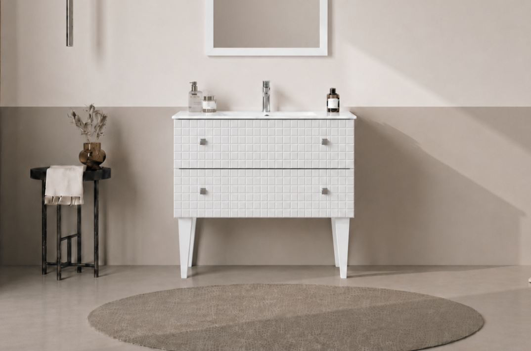 Orka Lipari 80 cm Mat Beyaz Banyo Dolabı Alt Modül Ve Lavabo (Ayaklı-Krom Kulp), 5008990 - 2