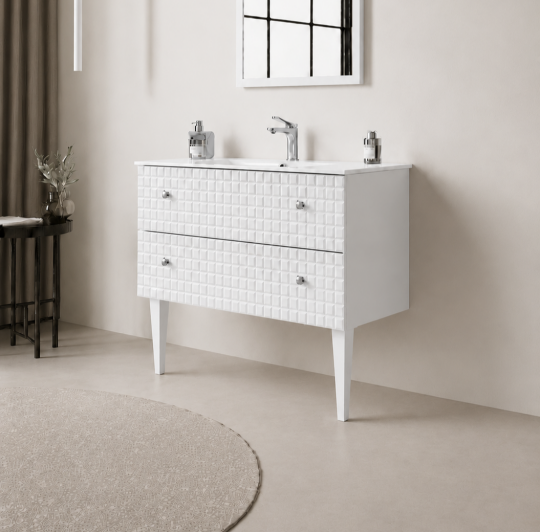 Orka Lipari 80 cm Mat Beyaz Banyo Dolabı Alt Modül Ve Lavabo (Ayaklı-Krom Kulp), 5008990 - 3