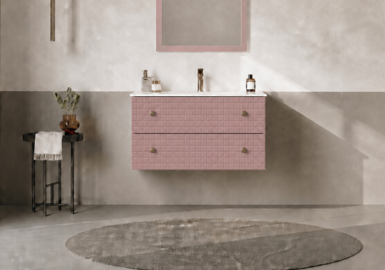Orka Lipari 80 cm Mat Pudra Banyo Dolabı Alt Modül Ve Lavabo (Asma-Altın Kulp), 5009002 