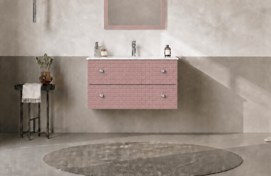 Orka Lipari 80 cm Mat Pudra Banyo Dolabı Alt Modül Ve Lavabo (Asma-Krom Kulp), 5009001 