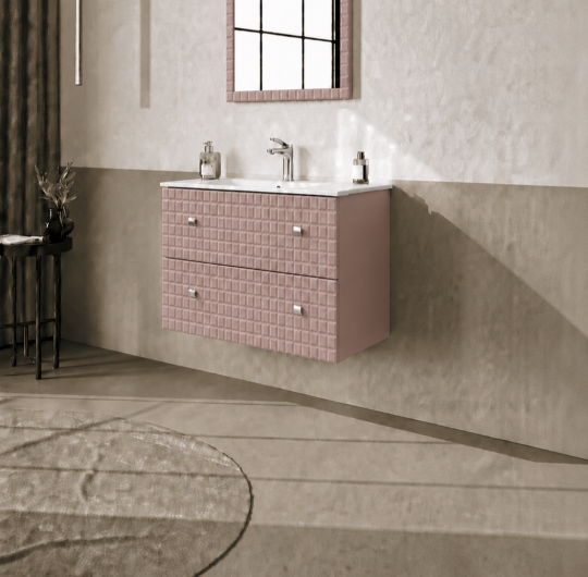 Orka Lipari 80 cm Mat Pudra Banyo Dolabı Alt Modül Ve Lavabo (Asma-Krom Kulp), 5009001 - 3