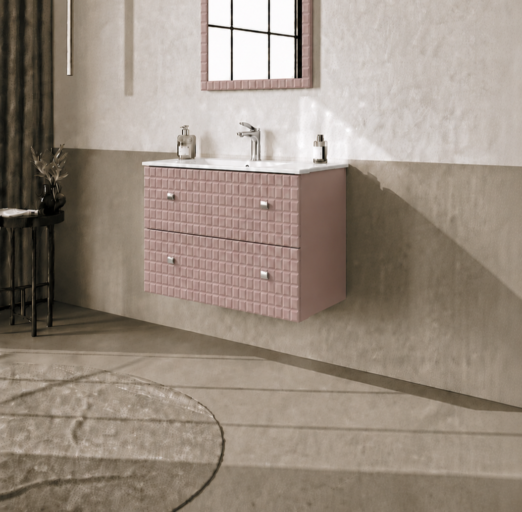 Orka Lipari 80 cm Mat Pudra Banyo Dolabı Alt Modül Ve Lavabo (Asma-Krom Kulp), 5009001 - 3