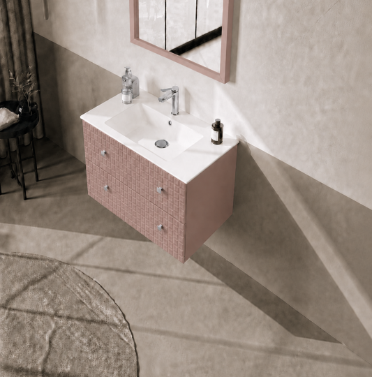 Orka Lipari 80 cm Mat Pudra Banyo Dolabı Alt Modül Ve Lavabo (Asma-Krom Kulp), 5009001 - 4